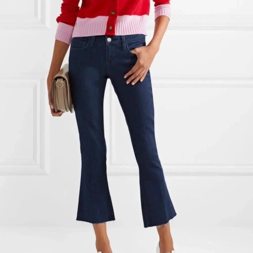 L’Agence Charlie Cropped Flare Low Rise Indigo Dark Wash Jeans 27